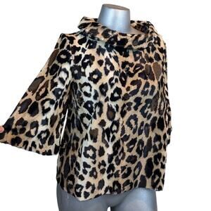Trina Turk Faux Fur Blouse, Cowl Neck, 3/4 Sleeves, sz XL